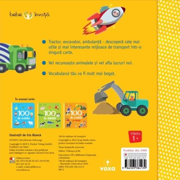 Bebe invata. 100 de mijloace de transport – Carte pentru copii
