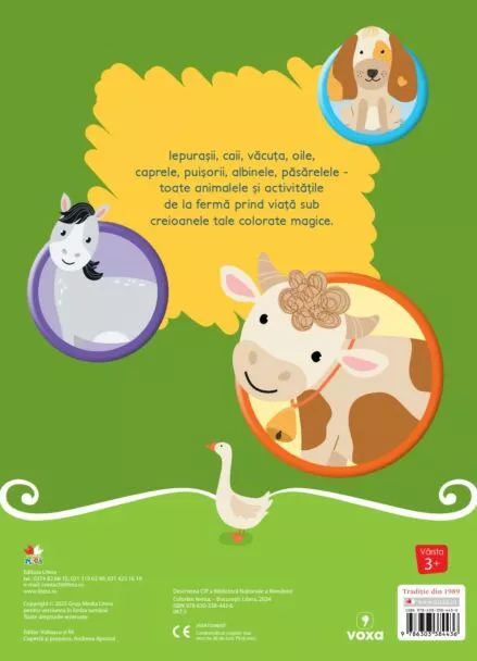 Coloram ferma. Carte de colorat cu 4 creioane cerate – Carte pentru copii