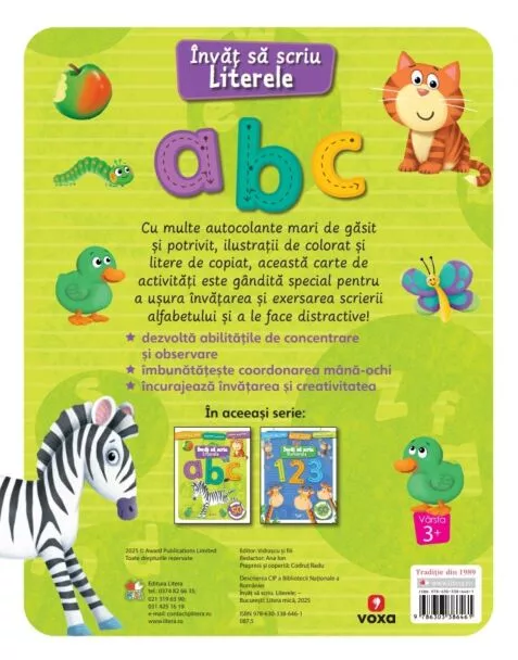 Invat sa scriu. Literele. Carte cu autocolante – Carte pentru copii