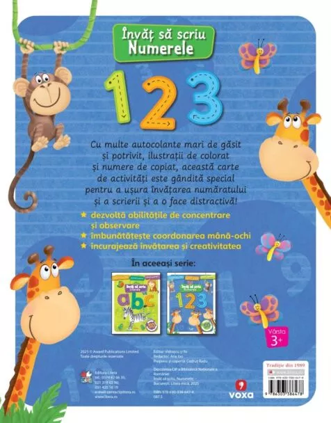 Invat sa scriu. Numerele. Carte cu autocolante – Carte pentru copii