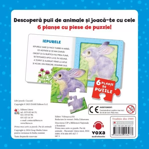 Prima mea carte cu puzzle. Pui de animale – Carte pentru copii