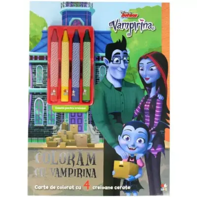 Disney Junior. Vampirina. Colorăm cu Vampirina (conține 4 creioane cerate) – Carte pentru copii