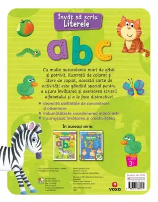 Invat sa scriu. Literele. Carte cu autocolante