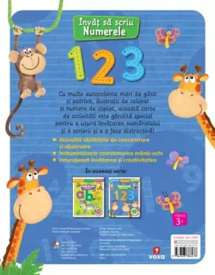 Invat sa scriu. Numerele. Carte cu autocolante