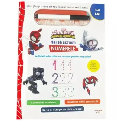 Marvel. Paienjenelul si prietenii lui uimitori. Scrie si sterge. Hai sa scriem numerele