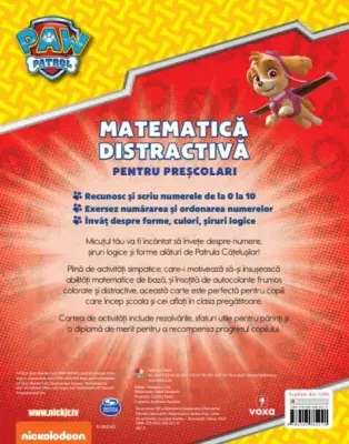 Patrula Catelusilor. Matematica distractiva pentru prescolari. Carte de activitati cu autocolante