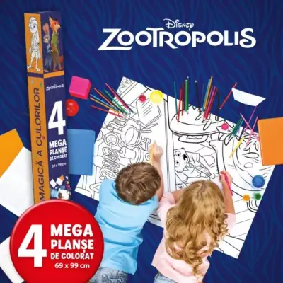 Zootropolis. Lumea magică a culorilor. 4 megaplanșe de colorat. 69 x 99 cm – Carte pentru copii